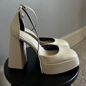 Zara Cream Platform Close Toed Heels